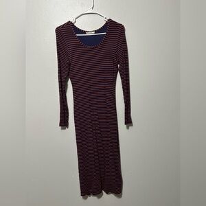 Marine Layer Navy and Red Striped Long Sleeve Dress